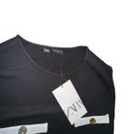 ZARA  Women's Black Sleeveless Mini Dress‎ White Gold Button Detail Size M Photo 8