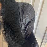 ZARA Woman Down Puffer Coat Black Faux Fur Trim Hooded Longline Jacket Large Photo 13