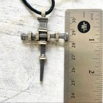 Hematite nail stake cross on cord Gray Photo 6