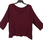 Topshop  burgundy 3/4 sleeve vneck zipper back blouse US size 12‎ Photo 0