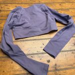 Wild Fable Purple Ribbed Deep V Neck Long Sleeve Crop Top Women's Size L Photo 3