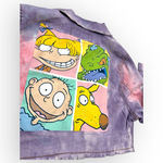 Members Only Purple Pink Tie-Dye Rugrats Graphic Frayed Cropped Denim Jacket XL Photo 3