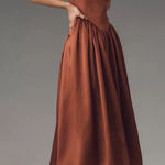 Anthropologie NWT Mare Mare Amaya Corset Fit-&-Flare Midi Dress XS Chocolate Photo 0