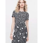 Diane Von Furstenberg  DVF Short Sleeve Crew Neck Floral Dot Navy Midi Dress 8 Photo 1
