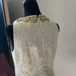 Maggy London Elegant pale green Dress with Gold Accents and beaded neckline size 4 like new Photo 3