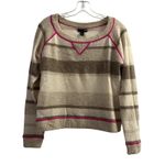 Aqua cashmere sweater size M Beige brown pink striped Size M Photo 2