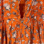 Urban Outfitters  Hanna Orange Floral Babydoll Scalloped Mini Dress Size‎ Small Photo 11
