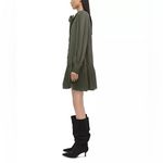 SIMKHAI Silk Mini dress Quince long sleeve bow high neck moss olive ruffle hem Green Size M Photo 5