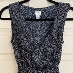 Motherhood Maternity Dress Navy White Polka Dot Chiffon Ruffle V-Neck Tie Size S Photo 1