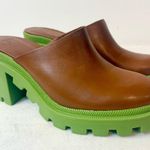 Gianni Bini GB End Game Lug Sole Leather Clogs Tan/Green Size 8 Photo 1