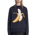 Acne Studios Banana Emoji Embroidered Black Yellow Crewneck Sweatshirt Size S Photo 0