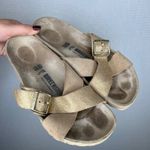 Birkenstock Arizona 9 Metallic Gold Leather Double Strap Buckle Sandals Size 40 Photo 0