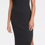 Who What Wear Ribbed Midi Dress Sleeveless XS Black Stretch Dark Academia Chic Photo 0