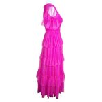 Maxi Dress Size XXS Pink Tulle Whimsical Fairy Princess Prom Formal Star Print Photo 2