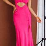 Selfie Leslie Twin Flame Drawstring Bust Midi Dress in Hot Pink Photo 2