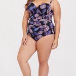Torrid Black & Purple Pineapple Push-Up Demi Slim Fix Swimsuit Plus Size 3X Photo 1