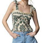 Sandro Ramatuelle Top in Cream/Green, Size US 0 Photo 0