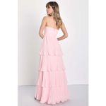 Lulus NWOT  Seriously Sensational Light Pink Strapless Tiered Maxi Dress Size M Photo 2
