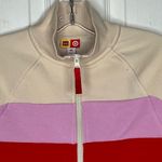 Lego Sz XS Zip Up Sweatshirt Colorblock Stripes Tan Purple Red Orange Photo 2