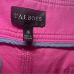 Talbots Size 16 Pink Wide Leg Mid Rise Twill Pants Pockets Photo 5