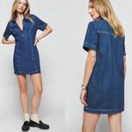 Reformation  12 Loeb Denim Mini Dress 1/4 Zip Up western country festival Photo 8