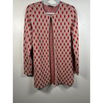 J. McLaughlin Fontaine Long Cardigan Large Red Gold Metallic Jacquard Holiday Photo 9