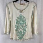 DKNY Donna Karan Cream with Mint Green and Silver Design. Women’s Size Medium Photo 39