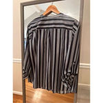 Ny Collection  Petite Button Up Shirt Black White Large Photo 4