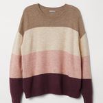 H&M Beige Pink Color Block Striped Knit Sweater Photo 0