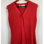 Red Ribbed Sleeveless V Photo 0
