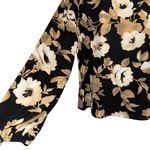White House | Black Market Black With Tan/Gold Floral Patten Blouse NWOT Size Photo 3