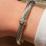 David Yurman Cable Station Bracelet Sterling 18K Yellow Gold & Pavé Diamonds Photo 13