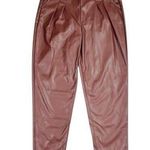 Pretty Little Thing  Women’s Faux Leather Pleated Trendy Cropped Trousers‎ Size 10 Photo 0