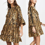 Ba&sh Sym Animal Print Ruffle Mini Dress Ochre Sz XS Photo 1