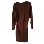 NWT OGL Chestnut Brown Ribbed Surplice Batwing Long Sleeve Knit Dress Size Large Photo 5