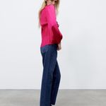 ZARA NEW ‎ WOMAN SIZE L RUFFLED BLOUSE TOP FUCHSIA V NECK LONG SLEEVE Photo 6