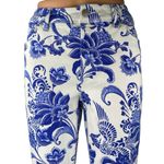 Chico's  So Slimming Girlfriend Crop Blue White Paisley Floral Denim Jeans Size 0 Photo 3