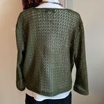 Norton Studios Women’s Open Knit Long Sleeve Olive Green Layering Summer Sweater Size L Photo 2