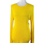 Ann Taylor Sweater Ribbed Ruffle Sleeves Fitted Bright Yellow Women Size Large Photo 1