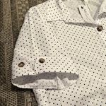 Ny Collection  Dark Blue Polka Dot and White Button Down Shirt Size 1X Photo 2