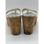Jimmy Choo  Women's Velvety SILVER Cork Wedge Heel Thong Sandals SIZE 40 1/2 Photo 4