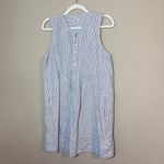 Faherty  Isha Linen Pleated Button Front Mini Dress Blue Mini Stripe M Photo 1