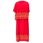 Erika Vintage 90’s Red Linen Floral Midi Dress And Top Photo 1