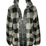 Abercrombie & Fitch Shacket Gray Black Sherpa Zip Up Sweater Jacket Small Photo 0