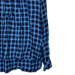 Gap  Blue Plaid Pintuck Flowy Preppy Blouse Long‎ Sleeve Front Button Women Small Photo 2