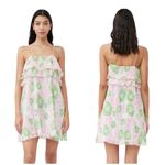Ganni  Floral Pleated Layered Mini Dress Pink and Green Size S NWT Photo 15