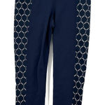 Athleta size XS dark blue 3/4 length leggings with geometric pattern down legs Photo 0