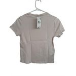 Mango  Amor Stitched Printed Cotton-Blend T-Shirt Pink Love NWT Medium Photo 5