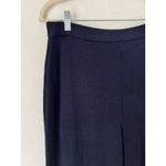 St. John Navy Blue Knit Wide Leg Pull On Ribbed Pants Women’s Size 10 Photo 2