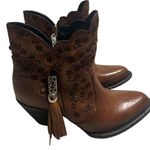 Joe Ximena Tassel Western Bootie Boot Size Leather Women's 7 Brown Cowboy Bling Photo 0